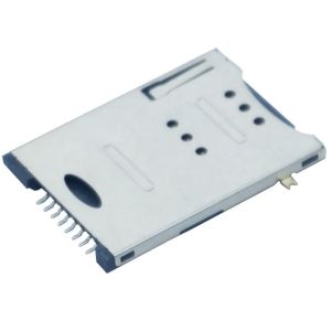 Push Push Type 6+2 Pin Smart Card Socket With Switch Diagonal Column Connector