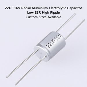 Buy cheap 22UF 16V Radial Aluminum Electrolytic Capacitor with Low ESR and High Ripple for Custom Sizes from wholesalers