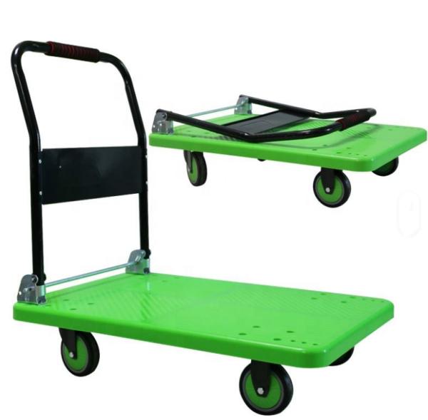 Buy cheap Heavy Duty 400kg Plastic Folding Platform Hand Trolley Cart Heavy Duty Durable Plastic Four Wheels Folding Pallet Tool Trolley Cart from wholesalers