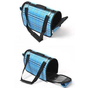 Buy cheap Plaid Pattern Pet Carrier Bag Lovely With Adjustable Dismountable Long Belt from wholesalers