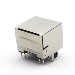 8 Pins 8 Contacts RJ45 PCB Connector With Shied And Leds Tab-up Side Entry