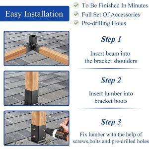 Buy cheap Outdoor Powder Coated Aluminum Pergola Gazebo Kit with 3 Way Right Angle Corner Bracket from wholesalers