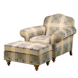 Buy cheap Modern Comfortable Tartan Fabric Leisure Chair Ottoman Wood Frame from wholesalers