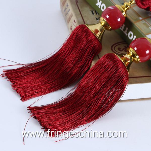 Quality Delicate custom long tassel fringe trimming for curtain attractive tieback hanging ball for sale