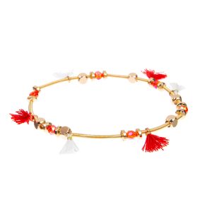 Buy cheap 7.5'' Tassel Beaded Handmade Bracelets stretchy 14k Gold Plated from wholesalers