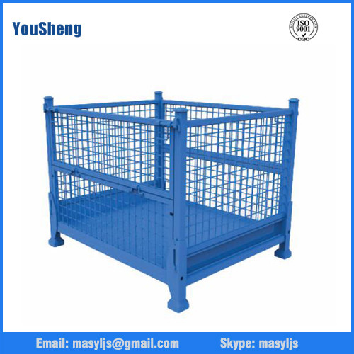 Quality Collapsible and Stackable Steel Pallet Container Warehouse Cage Box Stillage for sale