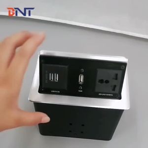 Buy cheap hydraulic lifting up and down type conference table multimedia connection box desk socket with eu power and av group from wholesalers