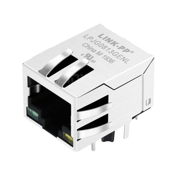 Quality Halo HFJ11-1G04E-L12RL Compatible LINK-PP LPJG0813GENL 100/1000 Base-T Tab Down Green/Yellow Led 1 Port Shielded Network RJ45 Pcb Socket for sale
