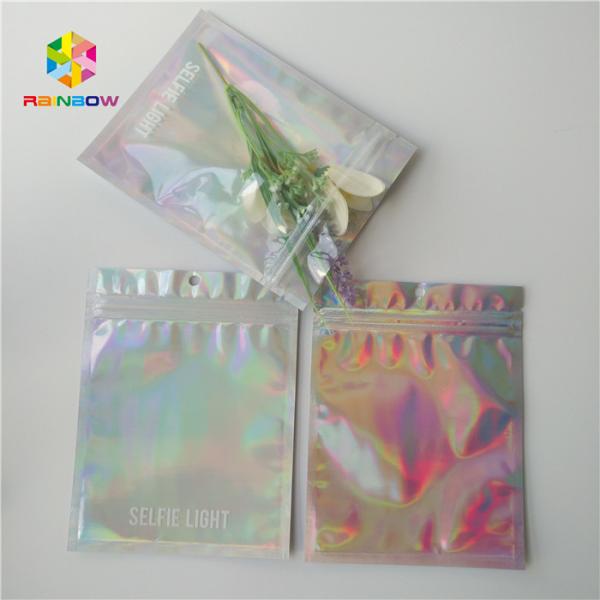 Quality Brightly Laser Cosmetic Packaging Bag  With Clear Front / Back Holographic for sale