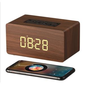 Hifi System Wireless Bluetooth Wooden Digital Table Clock Speaker with TF Card