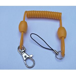China 3.0mm dia Solid Yellow Extended 80cm Retractable Coil Chain with Snap Hook&Nylon Strap on sale