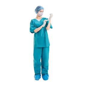 Non Woven Disposable Scrub Suits , SMS Medical Scrub Sets
