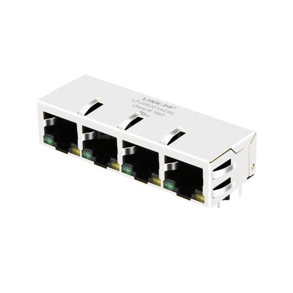 Quality X Multiple XRJG-1-04-88-G39-4-MD12 Compatible LINK-PP LPJ46201AENL 10/100 Base-T Tab Down Green/Yellow LED 1x4 Ethernet Port RJ45 Connector for sale
