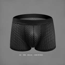 Anti-Bacterial Plus Size Boxer Shorts Ice Silk Men'S Polyester Spandex Boxer