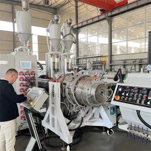 Buy cheap Full-automatic PE Pipe Extrusion Line with Screw L/D Ratio 33 1-38 1 and High Production Speed of 1-10m/min from wholesalers