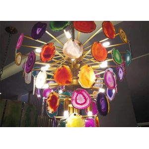 Buy cheap Indoor Decoration Natural Stone Crafts Metal Plated Agate Lamp Set from wholesalers