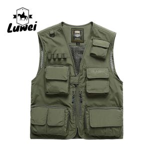 Buy cheap 2022 Custom Printed Logo Fishing Hiking Tactical Outdoor Utility Multi Pocket Breathable Work Mesh Men's Vests from wholesalers