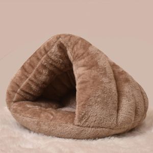 Plush Warm Slippers Shape Cat Snuggle Cave Pet Bed Cushion 40x40cm
