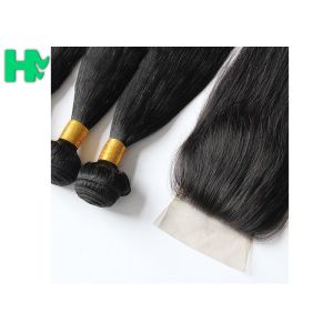 Grade 10A 100% Human Brazillian Hair Extensions Natural Color With 4x4 Closure