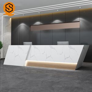 Buy cheap Acrylic Round Salon Reception Desk Joint Seamless MDF Veneered from wholesalers