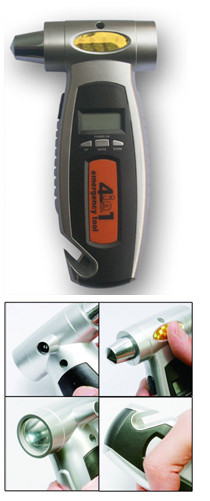 Buy cheap tire gauge with flashlight ,emergency hammer ,seat belt cutter from wholesalers
