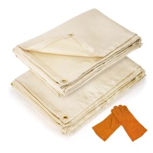 Buy cheap 100% Flame Retardant Welding Blanket 6x8 feet 2-Pack Set with Hand Protection Gloves from wholesalers