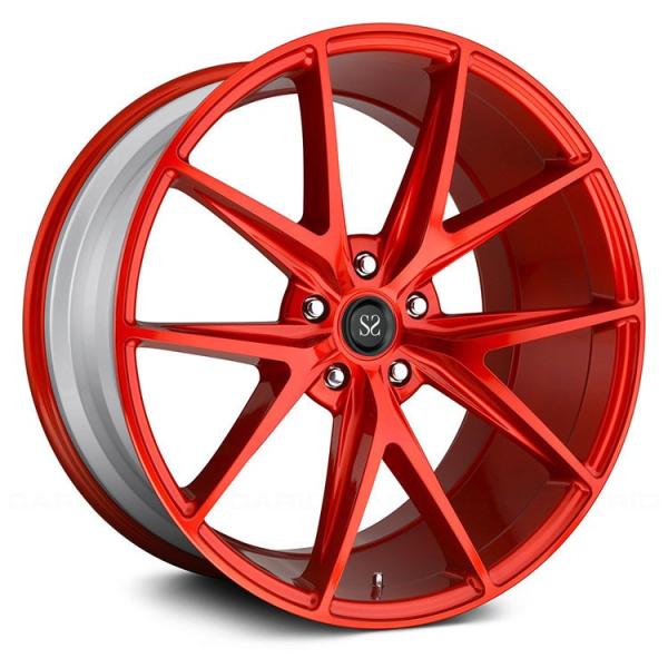 20 inch 5x130 forged 1 piece alloy red wheel with polished barrel