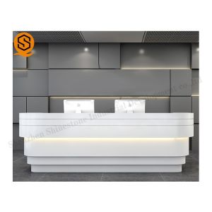 Buy cheap ODM Led Solid Surface Reception Desk Office Receptionist Furniture Joints Invisible from wholesalers