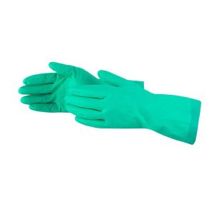 Buy cheap Diamond Grip Alkali Solvent Nitrile Green Chemical Resistant Gloves 33cm from wholesalers
