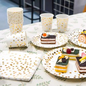 Buy cheap Gold Dot Disposable Dinnerware Sets from wholesalers