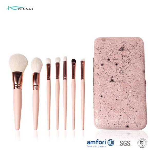 Quality OEM Pink 7PCS Makeup Brush Gift Set With Tin Box for sale
