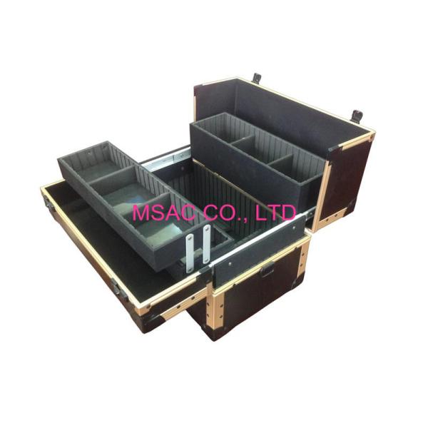 Black Fireproof Panel Makeup Carrying Case , Durable Aluminium Vanity Case