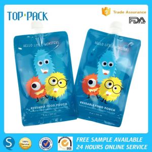 BPA Free Custom Spout Pouch Double Zipper Sealable Baby Food Spout Packaging