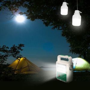 Buy cheap Portable Solar Power Bank Panel 2 LED Lamp with USB Cable Battery Charger Emergency Lighting System from wholesalers
