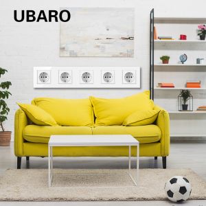 Electrical White Wall Sockets UL94V0 16Amp Wall Multi Plug Tempered Glass Panel