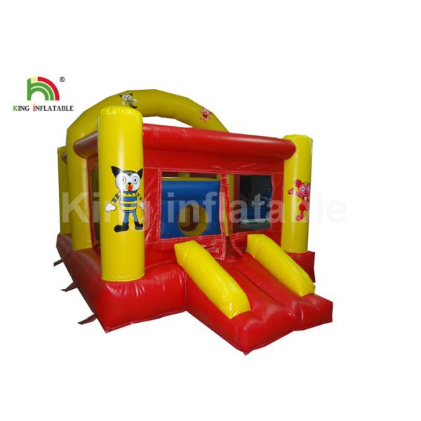 Fire Retardant Red Inflatable Castle Trampoline With Slide For Children Party Rental