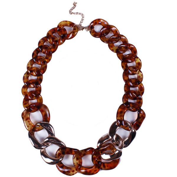 European and American retro exaggerated personality wild leopard resin necklace