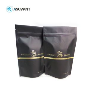 Buy cheap Matte Black Metallic Coffee Tea Bag Food Packaging Biodegradable Stand Up Pouch from wholesalers