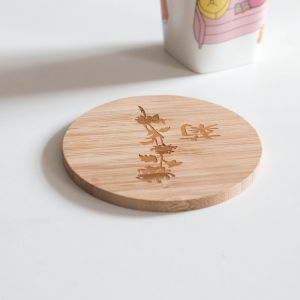 Buy cheap Round Laser Logo Table Bamboo Drink Coasters  Funny Housewarming Gift from wholesalers
