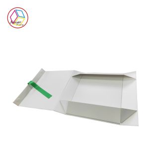 Buy cheap Foldable White Box Green Logo Apparel Packaging Boxes With Ribbon from wholesalers