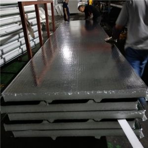 overlap waterproof 75mm silver paper eps sandwich roof panel with 0.426mm grass