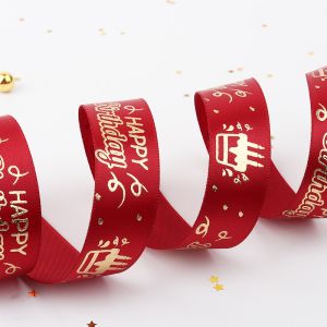 Buy cheap royal crown printing band for gift packing single side happy birthday printed satin ribbon from wholesalers