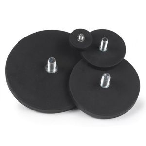 NdFeB Rubber Coated Magnet Black Strong Pull Force OEM With Screw Thread