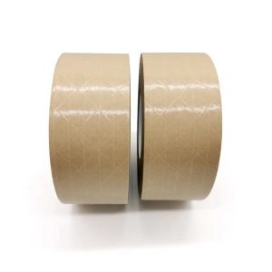 Buy cheap Fiberglass Reinforced Flatback Kraft Paper Tape Self Adhesive Paper Parcel Tape from wholesalers