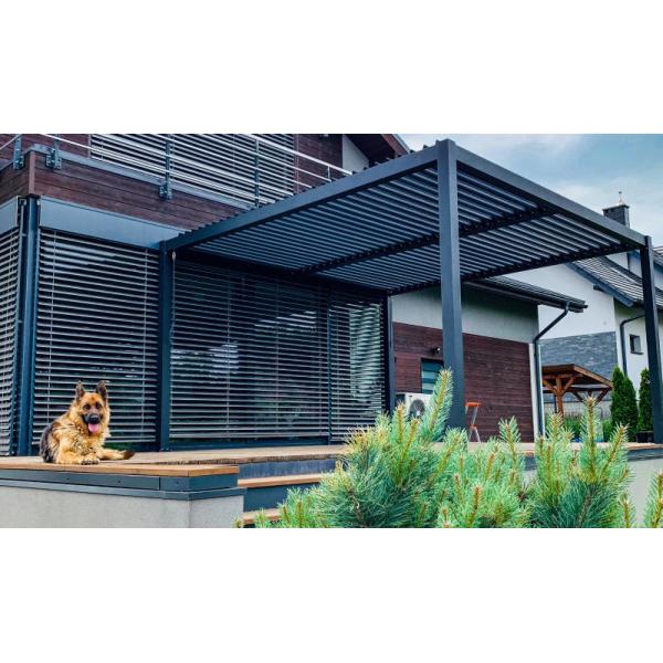 Quality 4x4m Adjustable Manual Louvered Pergola Waterproof Roof Aluminium Gazebo for sale