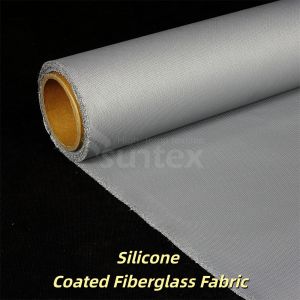 China E-Glass Silicone Coated Fabric with 50 m / 100 m Roll Length 1 / 1.2 / 1.5 meter Width and 400 g/sqm Weight for High Temperature Resistance on sale