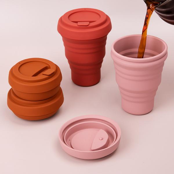 Reusable 4oz Silicone Collapsible Drinking Cups With Lid
