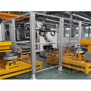 Buy cheap ISO9001 Robot Safety Fence 5FT Workshop Isolation Fence Mesh Metal Machine Guardrail from wholesalers