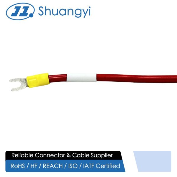 Ring to fork terminal power connector cable, DC PV negative grounding wire