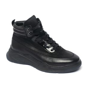 Buy cheap Rubber Outsole Winter Black Mens Leather Casual Boots from wholesalers